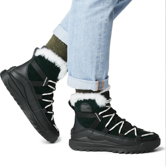 SOREL Ona Rmx Glacy Faux Fur Waterproof bootie in black size US 6.5 - Picture 3 of 17